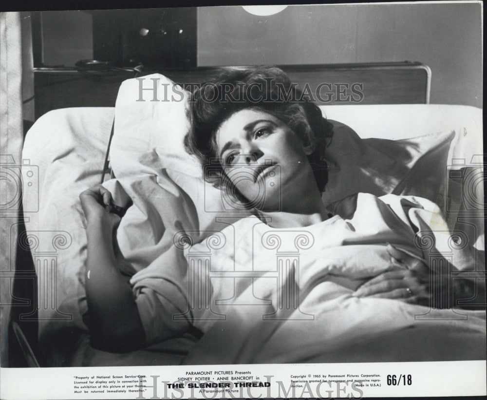 1966 Press Photo Anne Bancroft In &#39;The Slender Thread&#39; - Historic Images