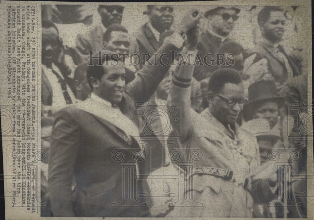 1966 Press Photo King Burundi King Ntare V with Congo Pres Joseph Mobutu - Historic Images