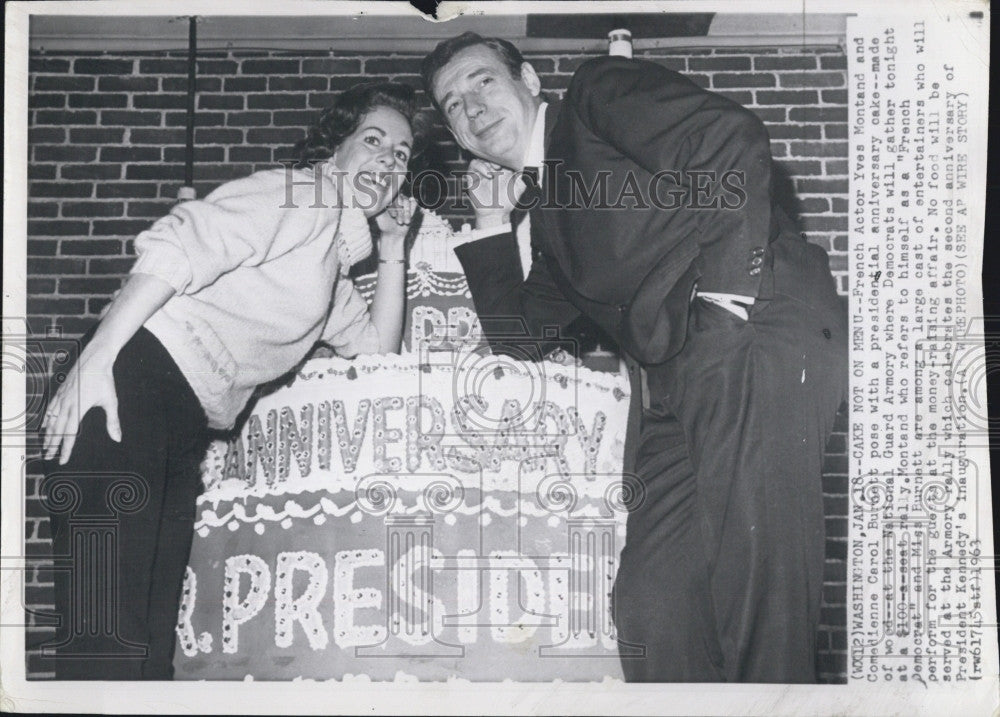 1963 Press Photo French Actor Yves Montand and Comediene Carol Burnett , - Historic Images