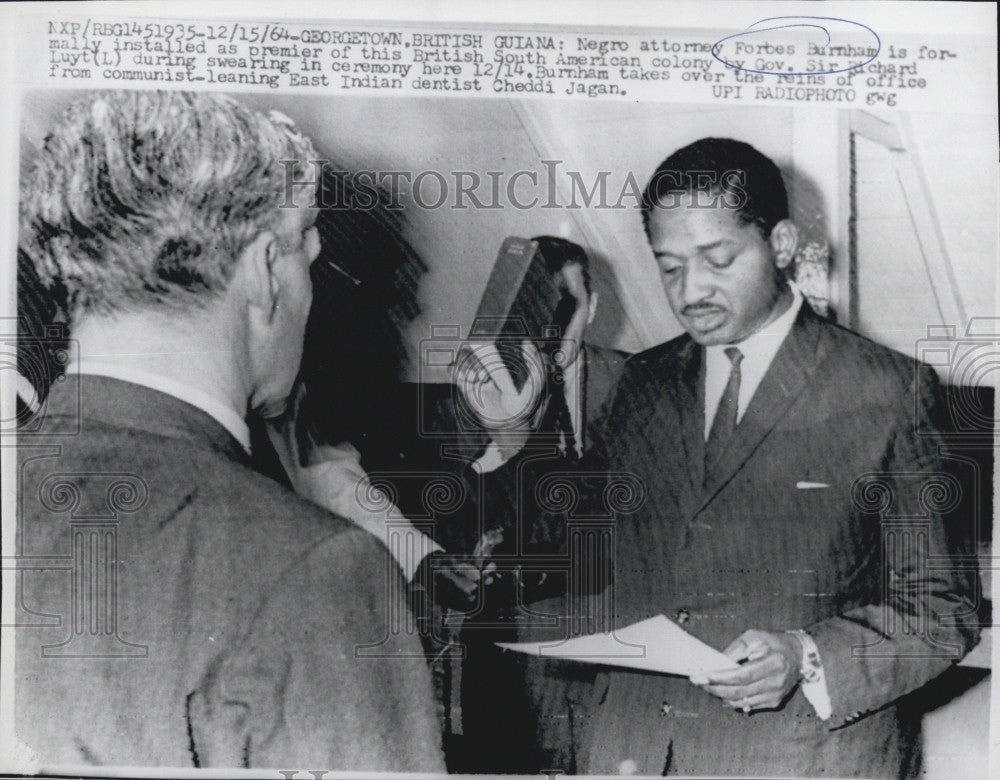 1964 Press Photo Negro Atty Forbes Burham Premier of Brit Guina,Gov Sir - Historic Images