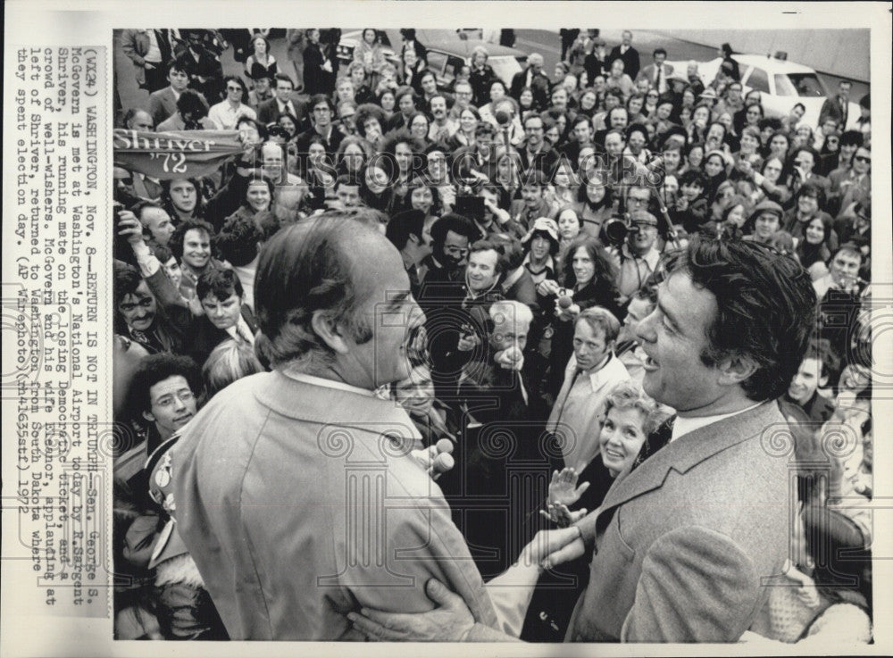 1972 Press Photo Sen George McGovern ,R.Sargent Shriver back to Washington - Historic Images