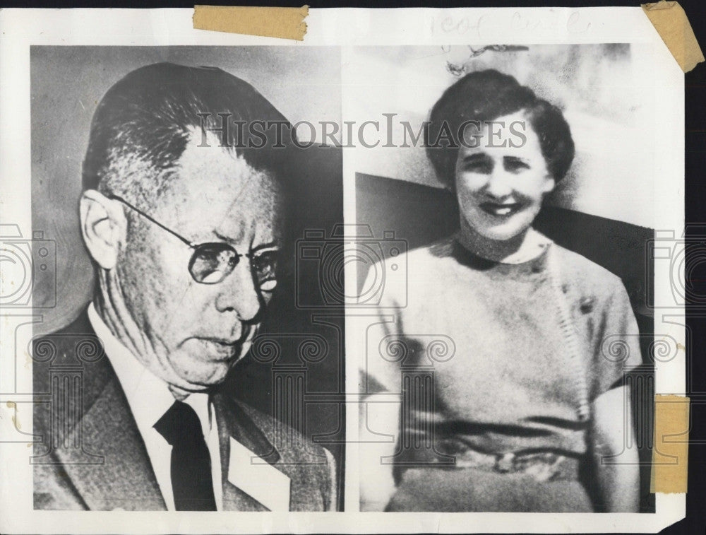 1955 Press Photo Court Judge Curtis Chillingsworth &amp; wife Marjorie Missing - Historic Images