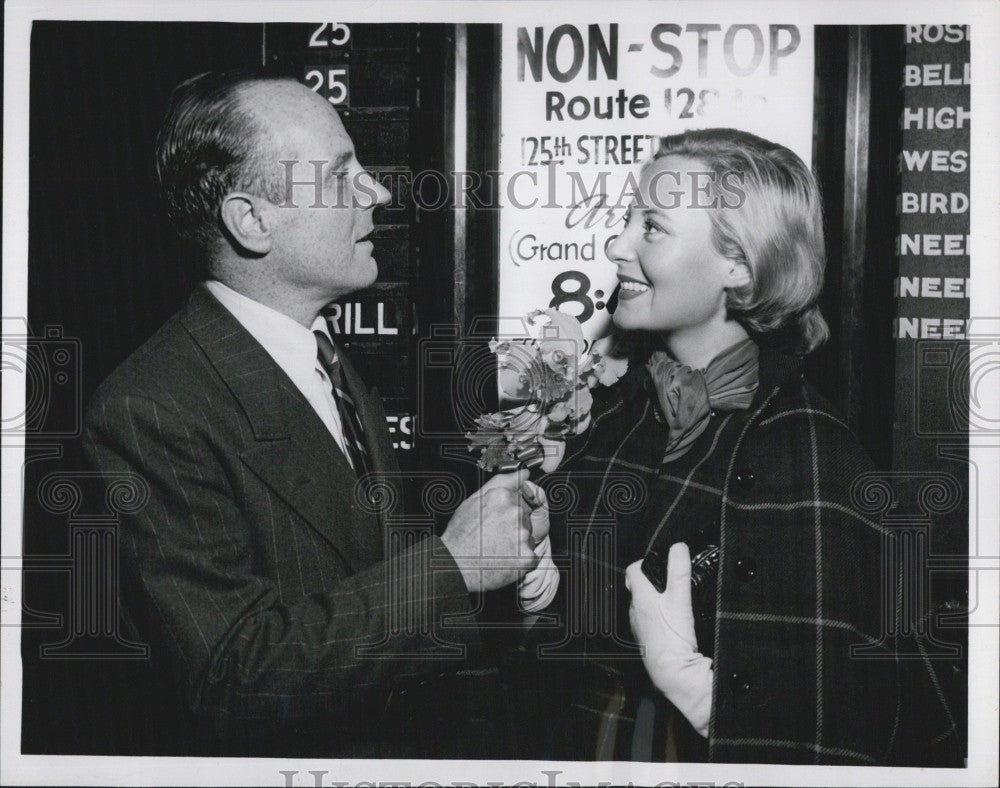 1953 Press Photo French Consul Francois Charles-Roux &amp; Actress Michele Morgan - Historic Images