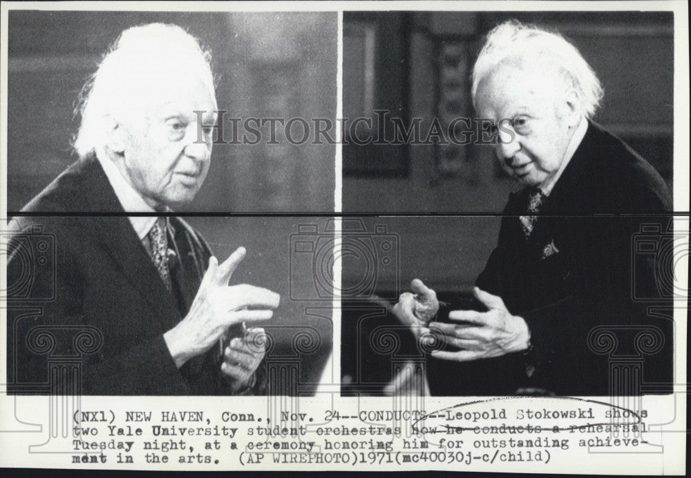 1971 Press Photo Conductor Leopold Stokowski - Historic Images