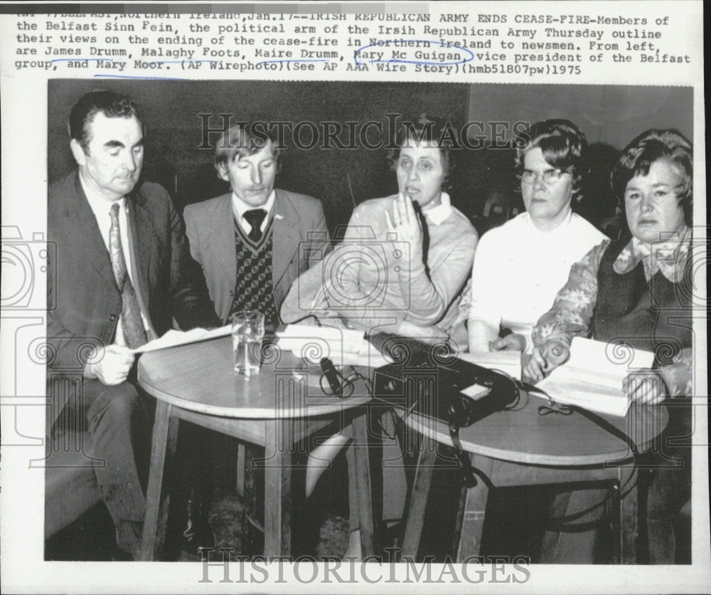 1975 Press Photo James Drumm, Malaghy Foots,Maire Drumm, Mary Guigan &amp; Mary Moor - Historic Images