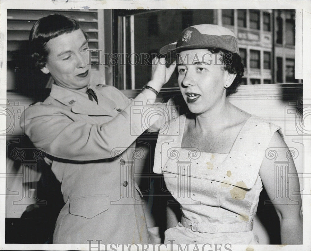 1956 Press Photo Capt. Margaret J. Mills &amp; Nurse Recruitment - Historic Images