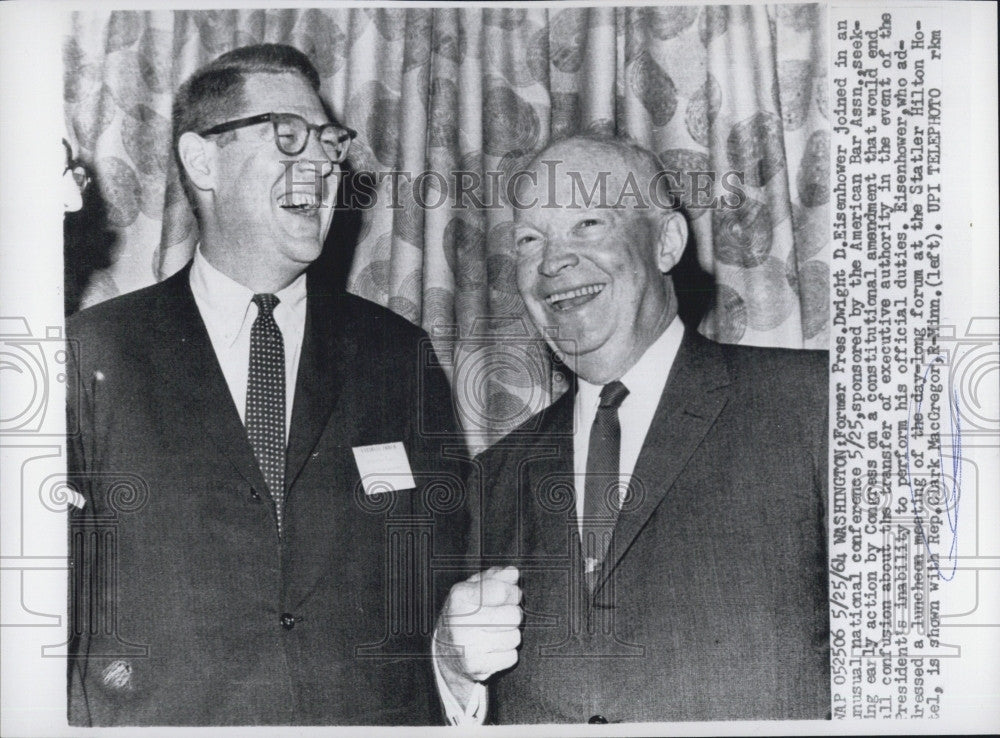 1964 Press Photo Former Pres. Dwight Eisenhower with Rep. Clark McaGregor - Historic Images