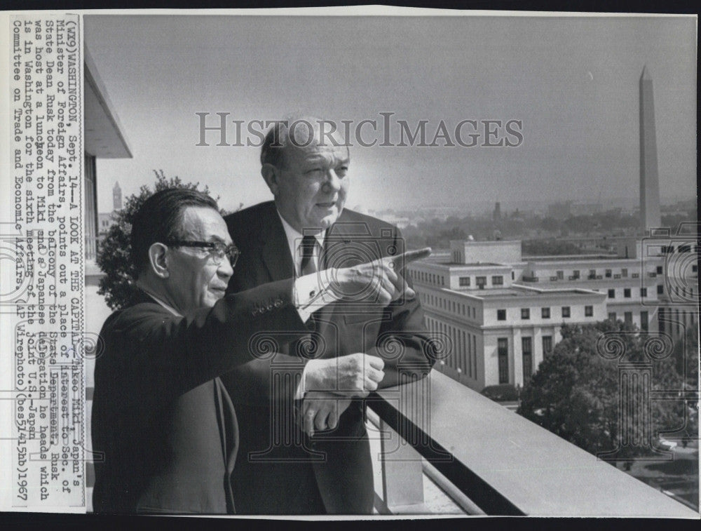 1967 Press Photo Secretary State Dean Rusk Takeo Miki Japan Foreign Affairs - Historic Images