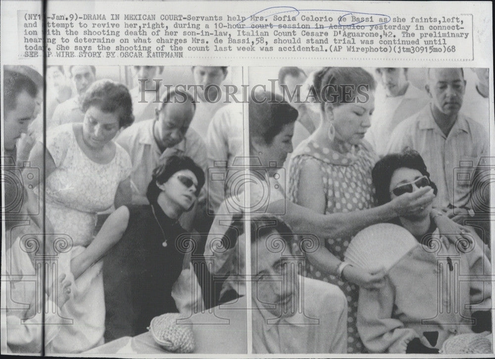 1968 Press Photo Mrs Sofia Celorio de Bassi Arraigned For Shooting Count - Historic Images