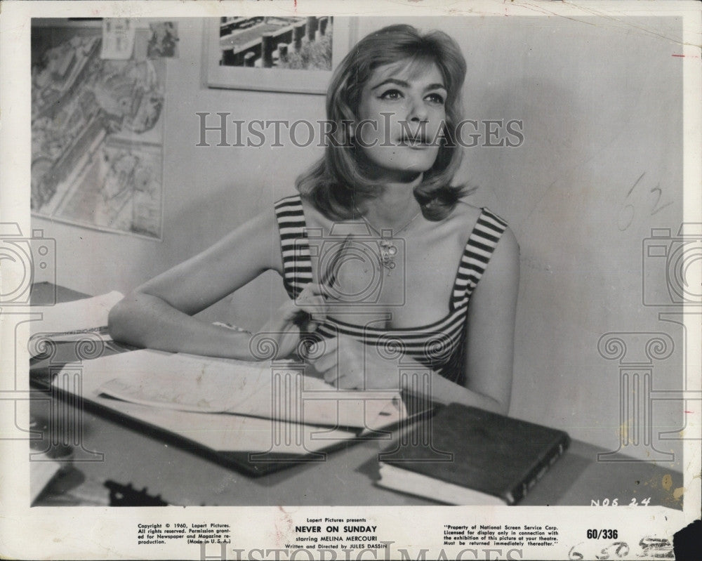 1961 Press Photo Melina Mercouri  &quot;Never On Sunday&quot; - Historic Images