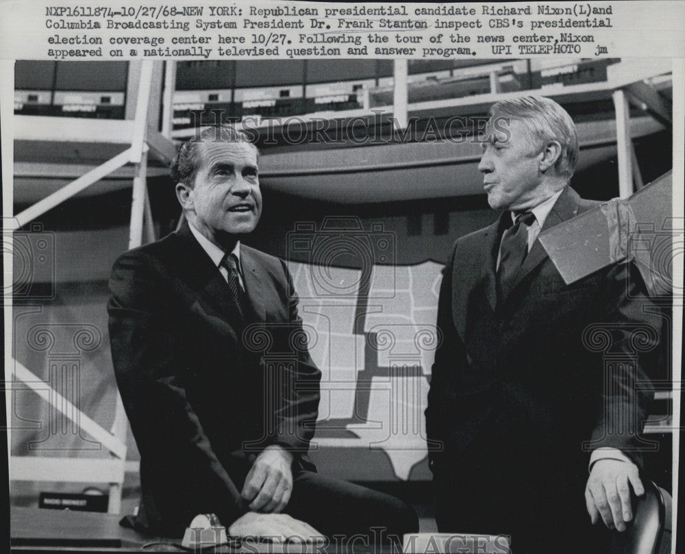 1968 Press Photo Dr Frank Stanton &amp; pres candidate Richard Nixon - Historic Images