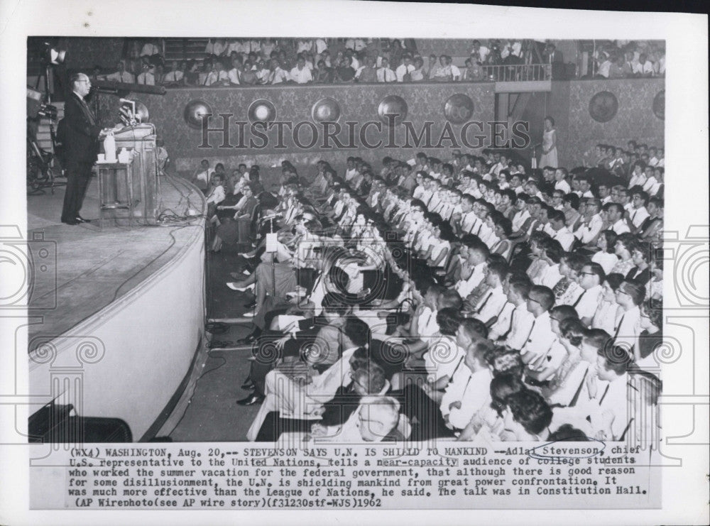 1962 Press Photo Adlai Stevenson - Historic Images