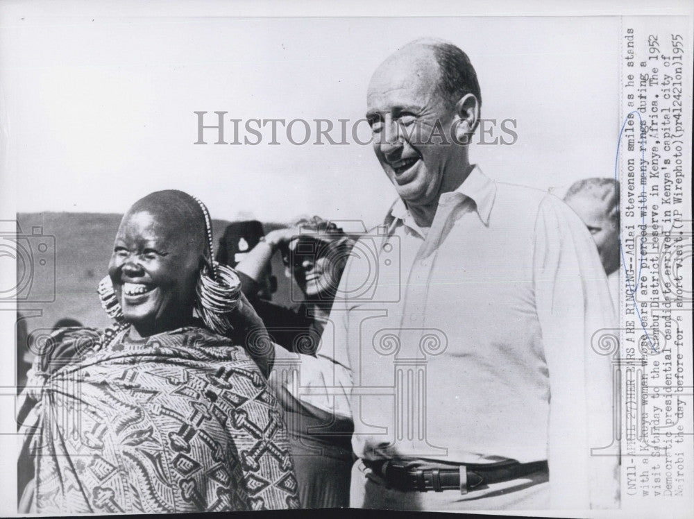 1955 Press Photo Adlai E Stevenson in Kenya Africa - Historic Images