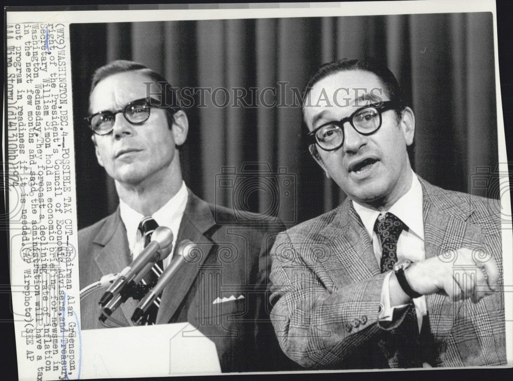 Alan Greenspan And William Simon 1974 Vintage Press Photo Print ...