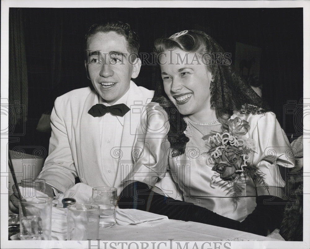 1947 Press Photo James McCoy Alfreda Stanley Our Lady&#39;s School Dinner Dance - Historic Images