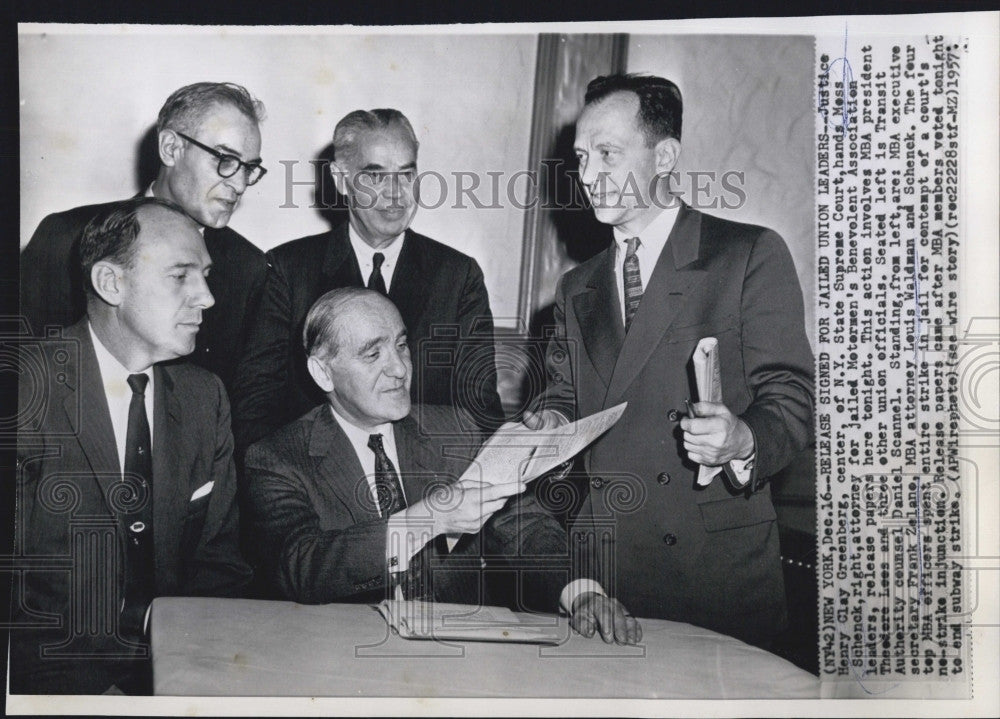 1957 Press Photo Justice HC Greenberg, M Schenck,D Scannel,F Zelane,L Waldman - Historic Images