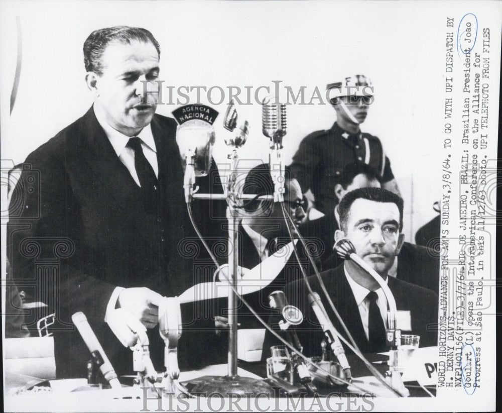 1964 Press Photo Brailian President Joao Goulart. - Historic Images