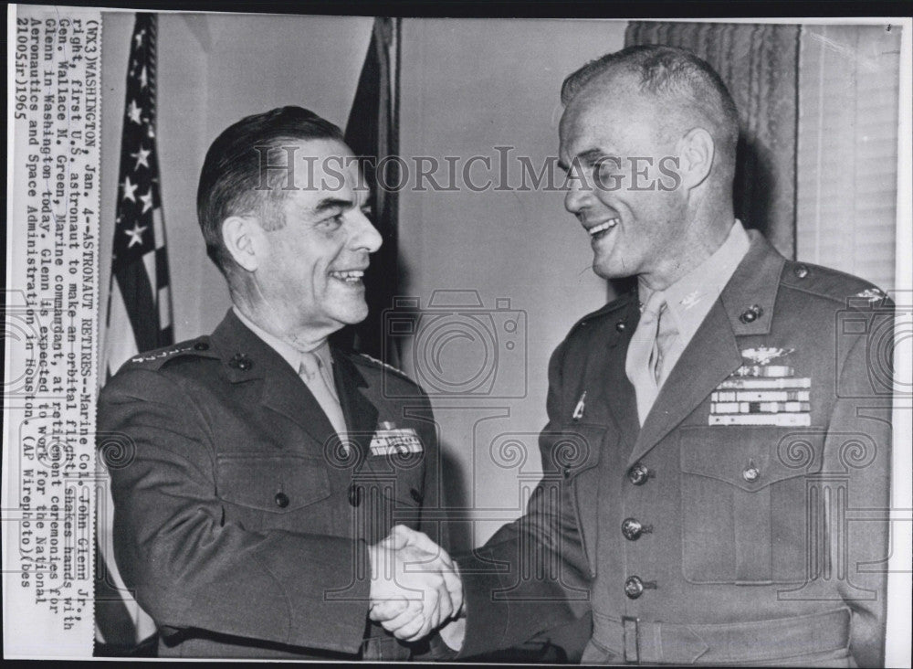 1965 Press Photo Astronaut Marine Colonel John Glenn r Retires - Historic Images