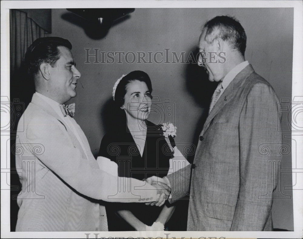 1950PressPhoto John Peurifoy(L) shown being congratulated by Dean Acheson&amp;wife - Historic Images