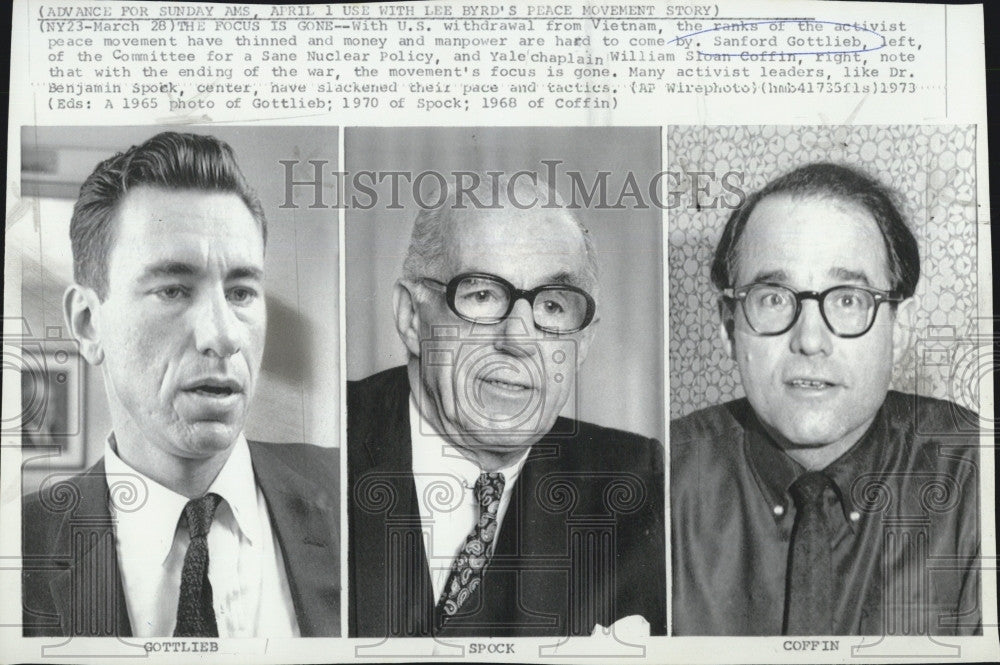 1968 Press Photo Sanford Gottlieb,Wm Sloan Coffin &amp; Dr  Benjamin Spock - Historic Images