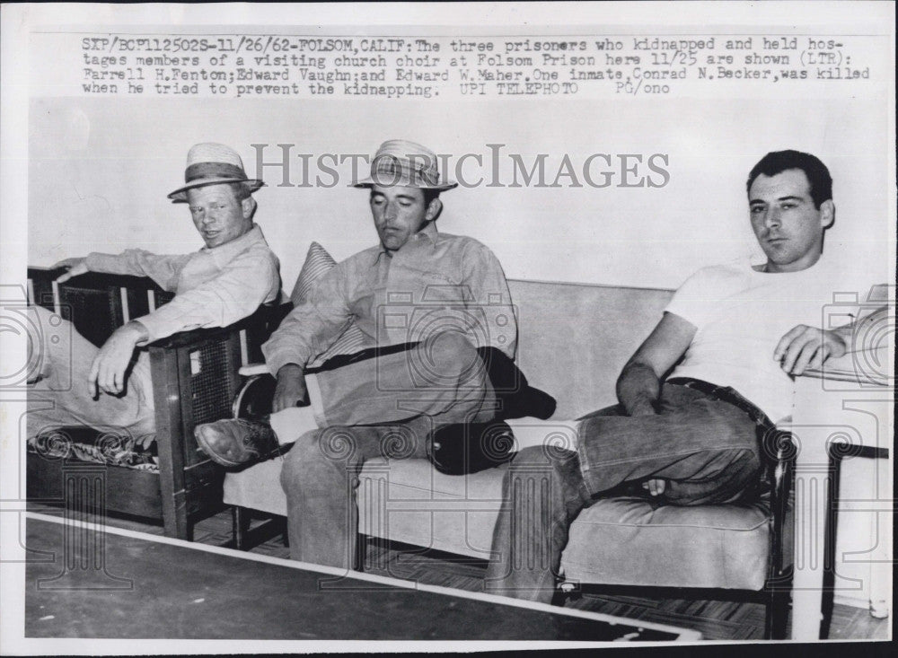 1962 Press Photo Three prisoners who kidnapped &amp; held hostage members ..... - Historic Images