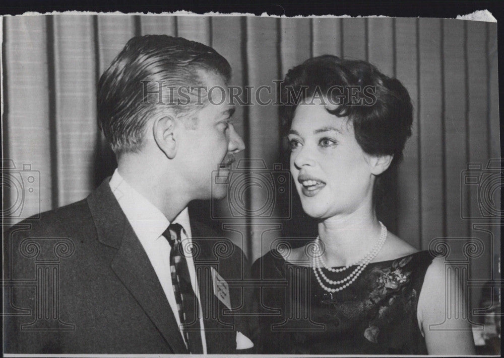 1960 Press Photo Vincent Hillyer &amp; Italian actress Milly Vitale - Historic Images