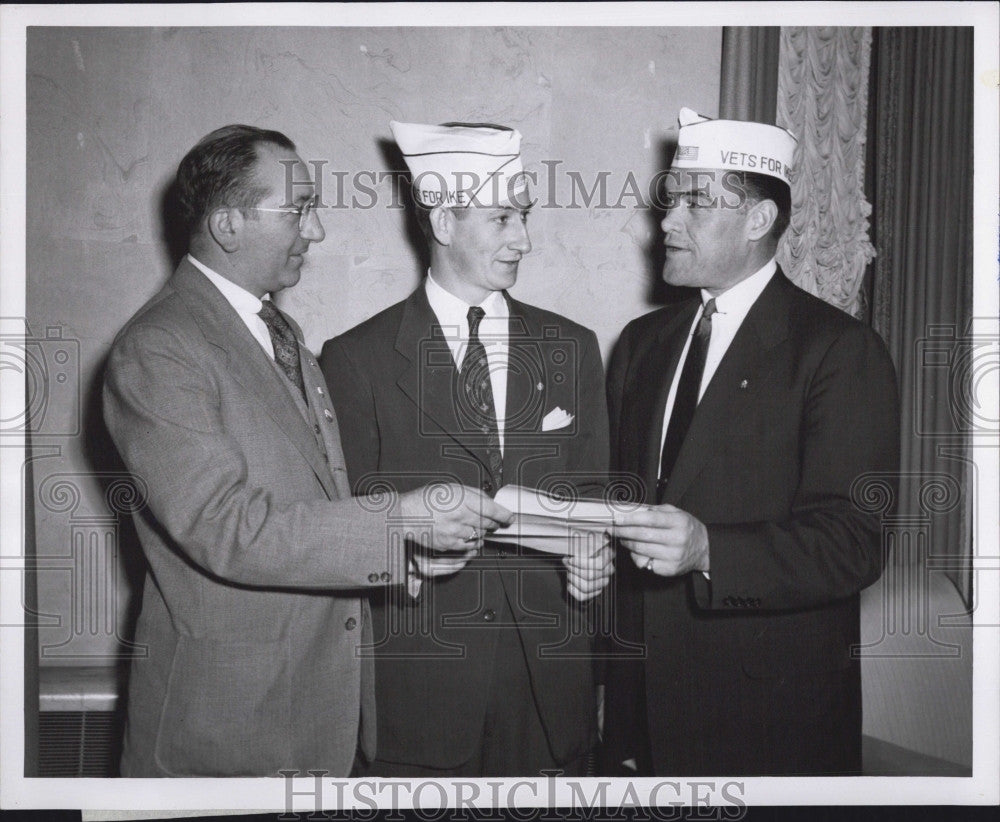 1952 Press Photo Charles V Statuti,Charles Kelly &amp; Frank Hilton of VFW - Historic Images