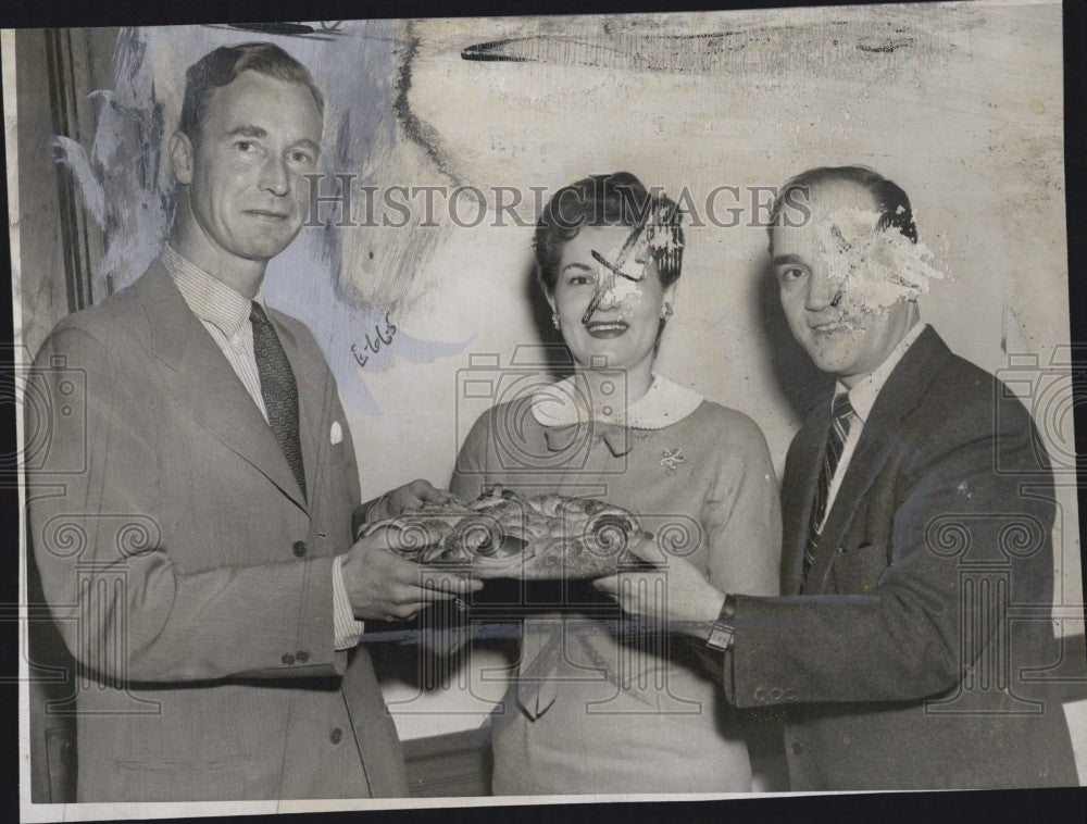 1956 Press Photo Christian Herter With Mr &amp; Mrs Arthur Pappas - Historic Images