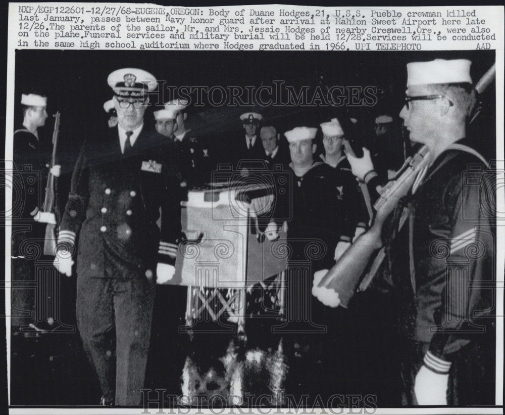 1968 Press Photo Body of Duane Hodges  USS Pueblo crewman returned with honors - Historic Images