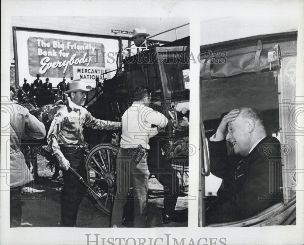 1946 Press Photo Mayor Gabriel Hocquard of Metz, France receives cowboy welcome - Historic Images