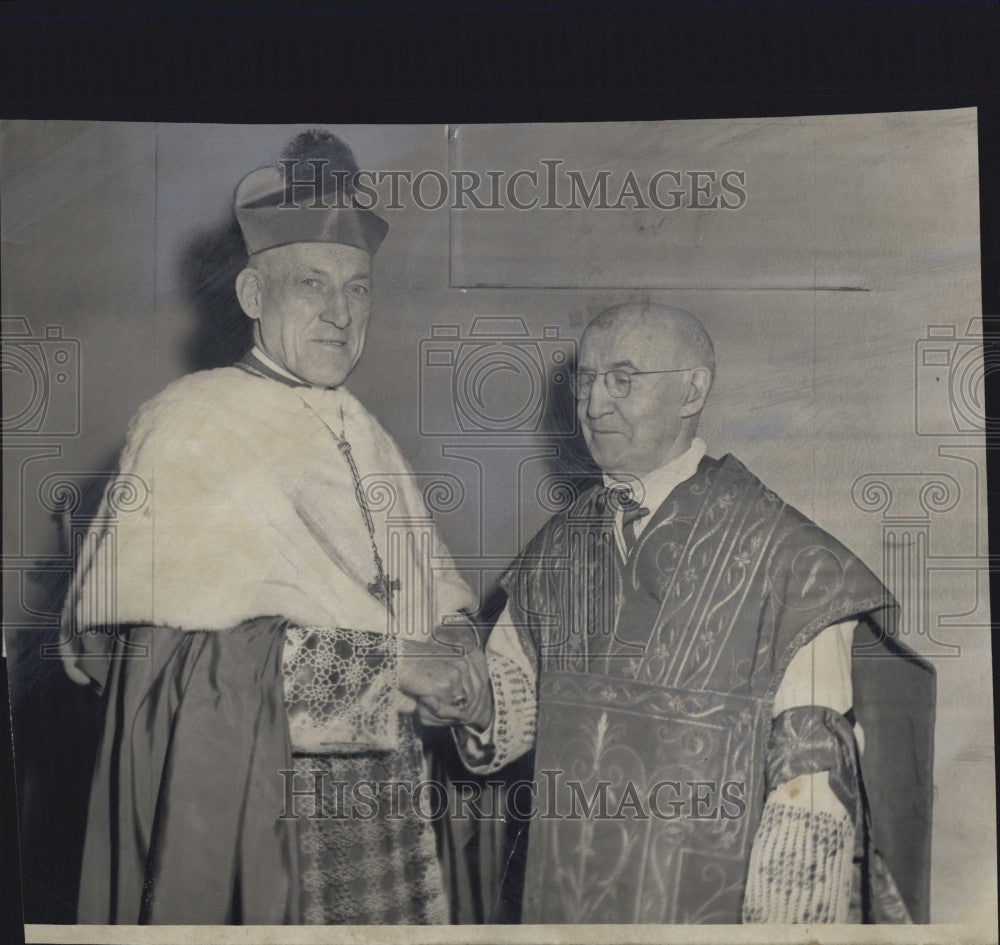 1956 Press Photo Arch Bishop Cushing Monsignor Augustine Hickey 50th Anniversary - Historic Images