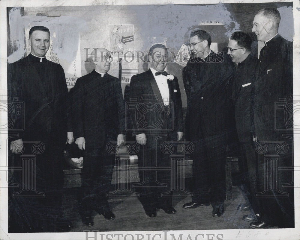 1956 Press Photo Mayor Edward Sullivan Clergy Testimonial Rev Joseph Collins - Historic Images