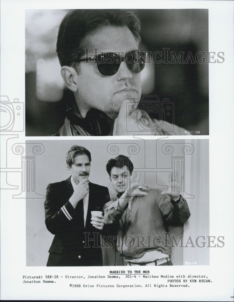 1988 Press Photo director Jonathan Demme &amp; Matthew Modine of  Married to the Mob - Historic Images