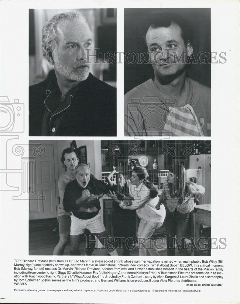 1991 Press Photo Richard Dreyfuss Bill Murray Charlie Korsmo Julie Hagerty - Historic Images