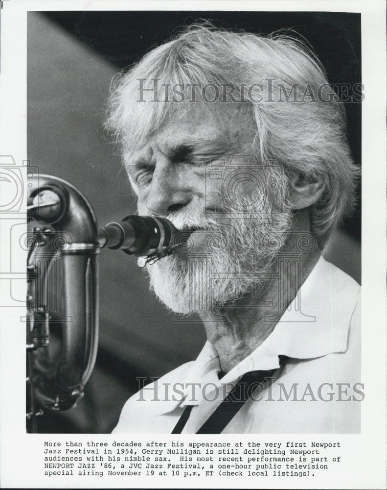 1996 Press Photo Gerry Mulligan Newport Jazz &#39;86 a JVC Jazz Festival - Historic Images