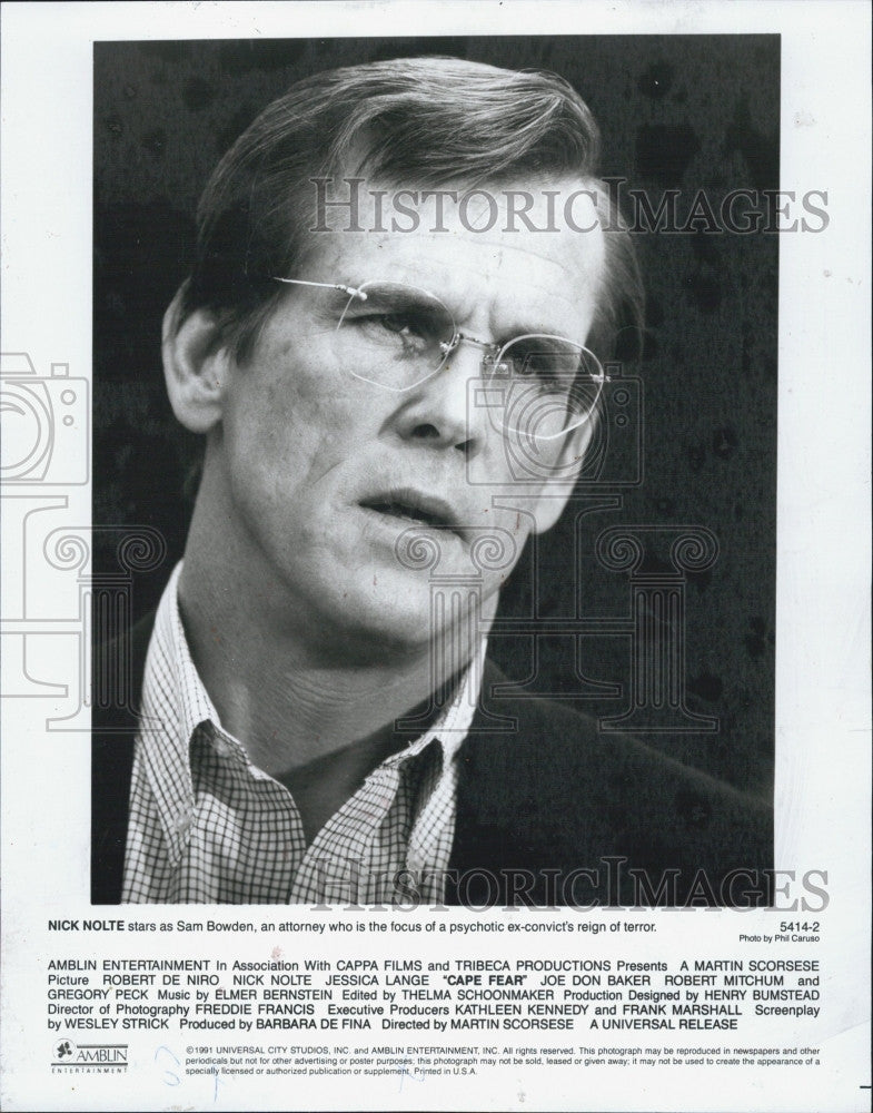 1992 Press Photo Acoter Nick Nolte played Sam Bowden an Attorney in &quot;Cape Fear&quot;. - Historic Images