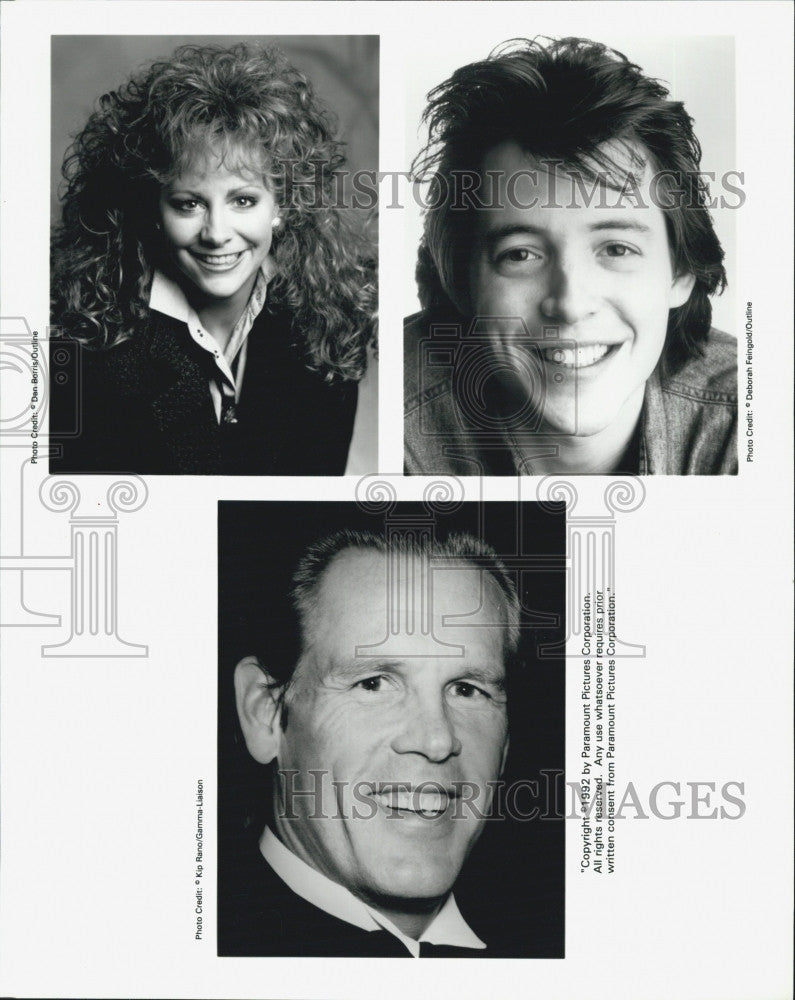 1992 Press Photo Singer Reba McEntire, Actors Matthew Broderick &amp; Nick Nolte - Historic Images