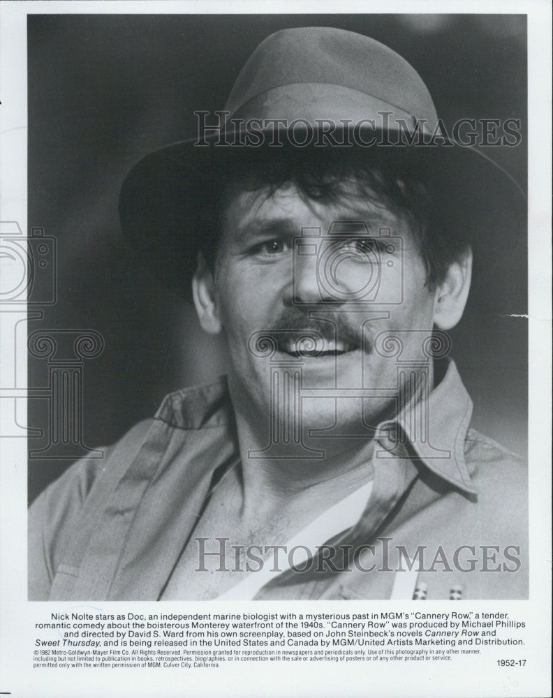 1982 Press Photo Actor Nick Nolte as Doc in &quot;Cannery Row&quot; and Sweet Thursday  produced by Michael Ph - Historic Images