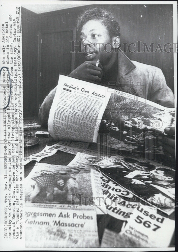 1969 Press Photo Herbert Carter, the only American casualty in Charlie Company - Historic Images