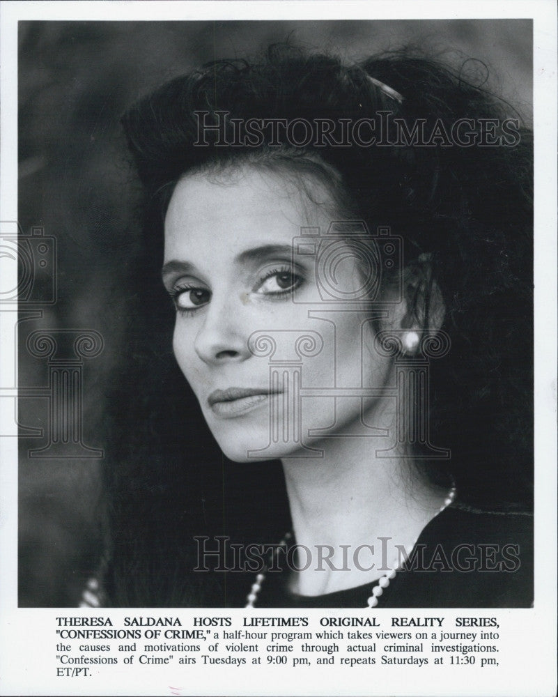 1991 Press Photo Confessions of Crime Host Theresa Saldana - Historic Images