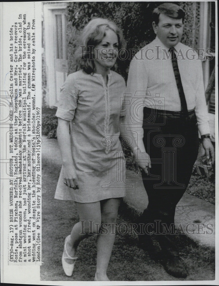 1967 Press Photo Bride Rosie Carter Wounded by Shotgun at Wedding - Historic Images