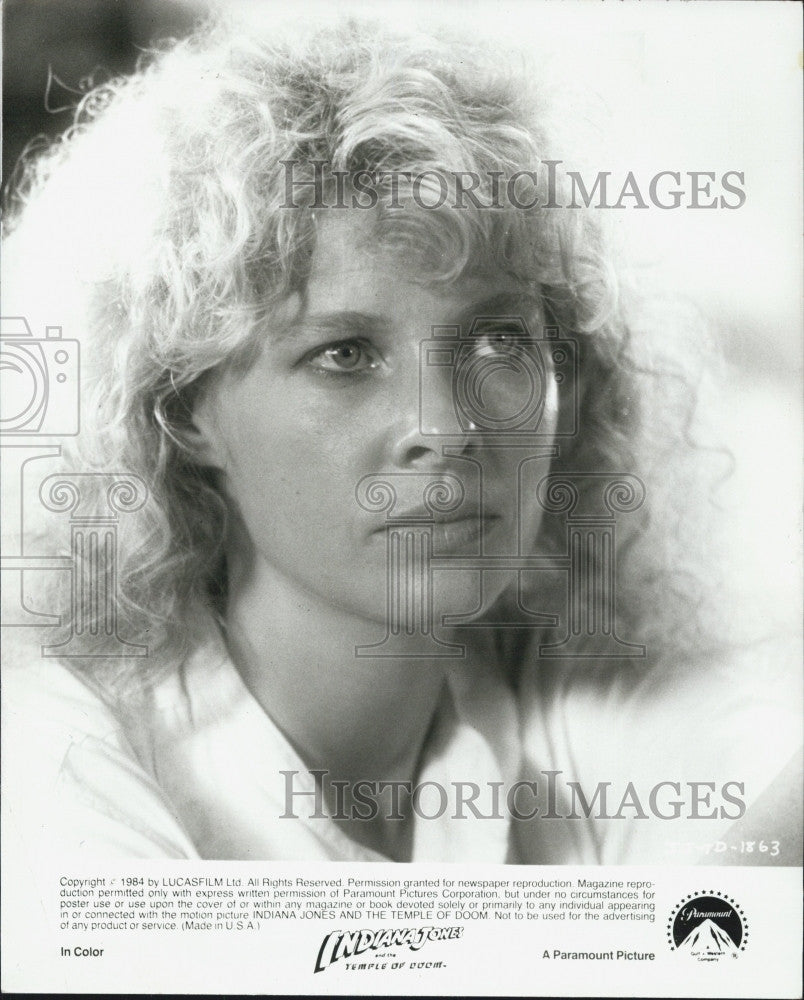 1984 Pres Photo Actress Kate Capshaw portrayed as Willie Scott in Indiana Jones - Historic Images