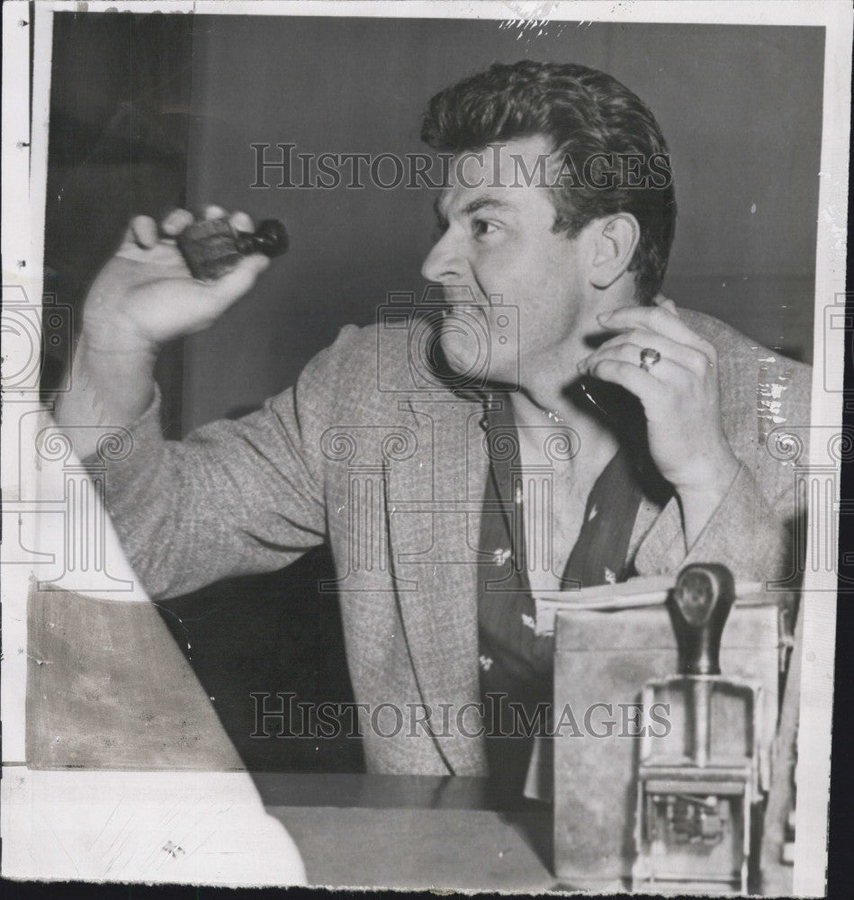 1954 Press Photo Michael J. Sanchez, charged for Child Molesting. - Historic Images