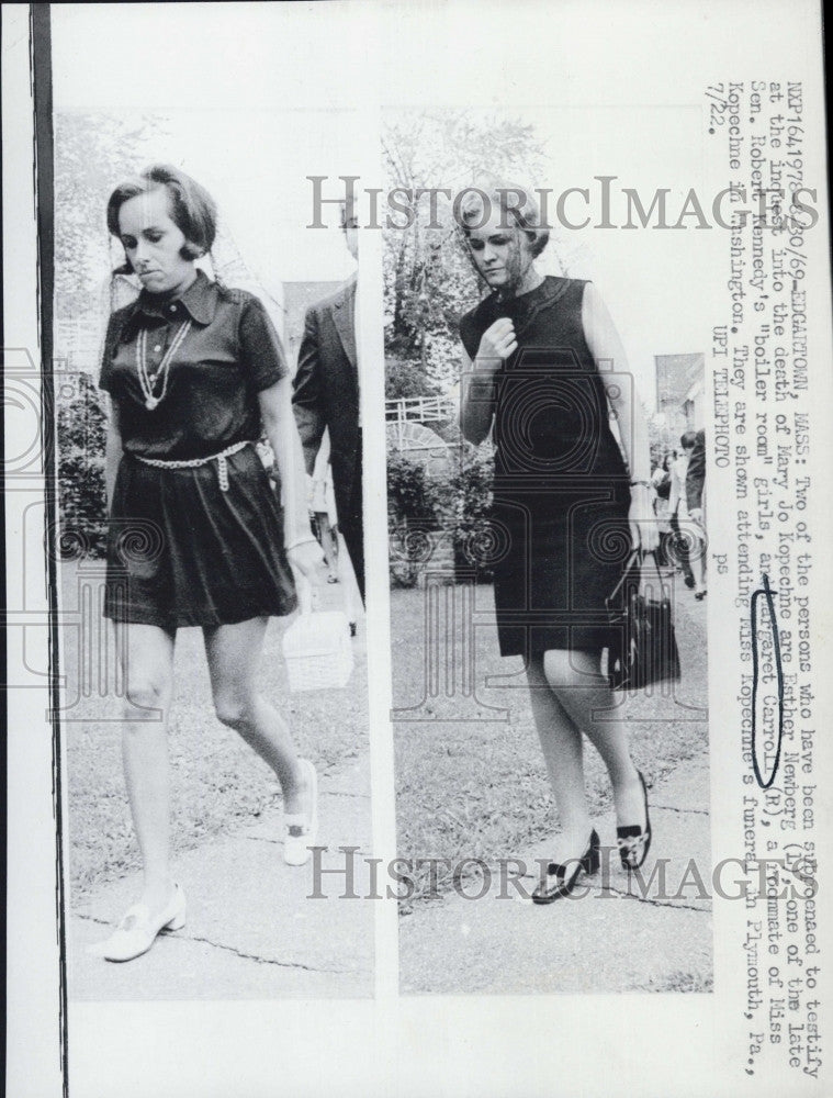 1969 Press Photo Margaret Carroll Esther Newberg Witnesses In Kopechne Inquest - Historic Images