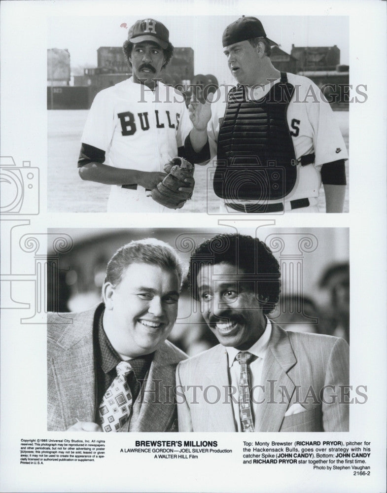 1985 Press Photo Comedian/actor Richard Pryor &amp; John Candy &quot;Brewster&#39;s Millions&quot; - Historic Images