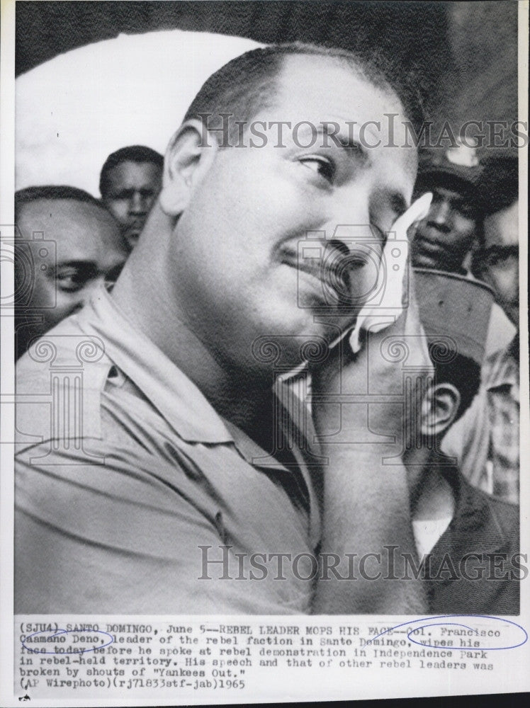 1965 Press Photo Rebel faction leader in Santo Domingo Francisco Caamano Deno - Historic Images