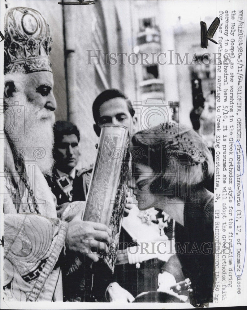1964 Press Photo Princess Anne-Marie of Denmark at Greek Orthodox Cathedral - Historic Images