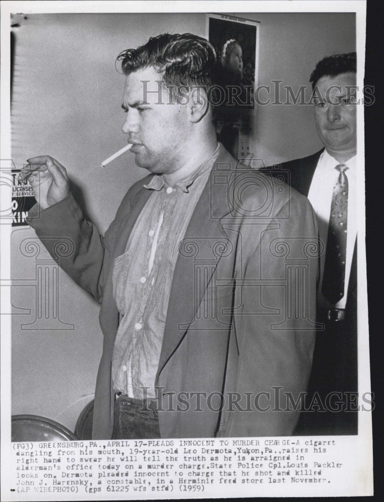 1959 Press Photo Leo Dermota Pleads Innocent To Murder - Historic Images