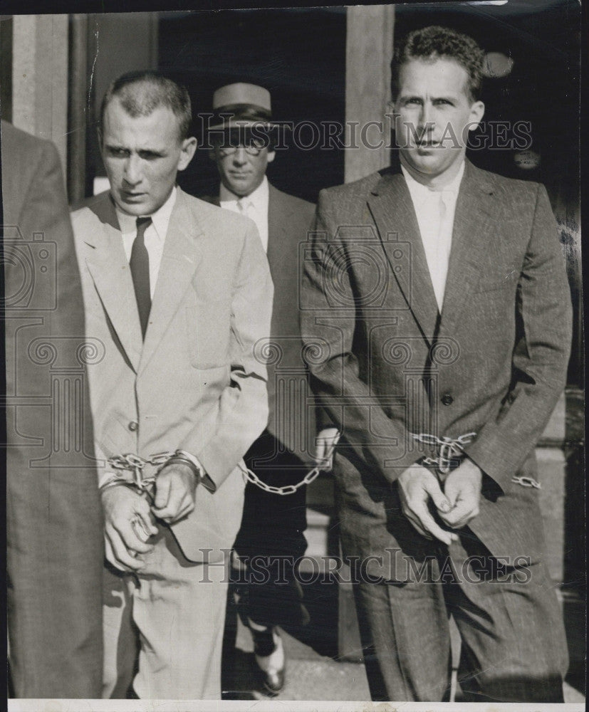 1955 Press Photo Arthur Devlin and Henry Arsenault at Trial for Murder - Historic Images