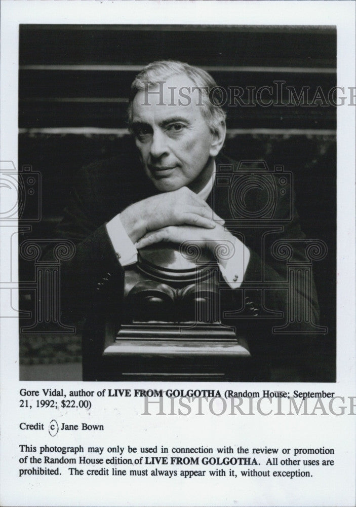 1992 Press Photo Gore Vidal, author of &#39;Live From Golgotha&#39; - Historic Images